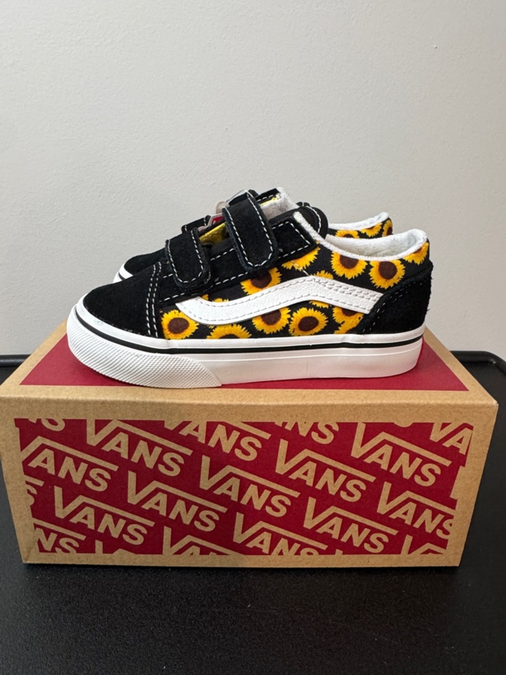 Vans Old Skool Sunflower Black/Yellow Girls Sneakers Toddler Size 7.5 New NIB